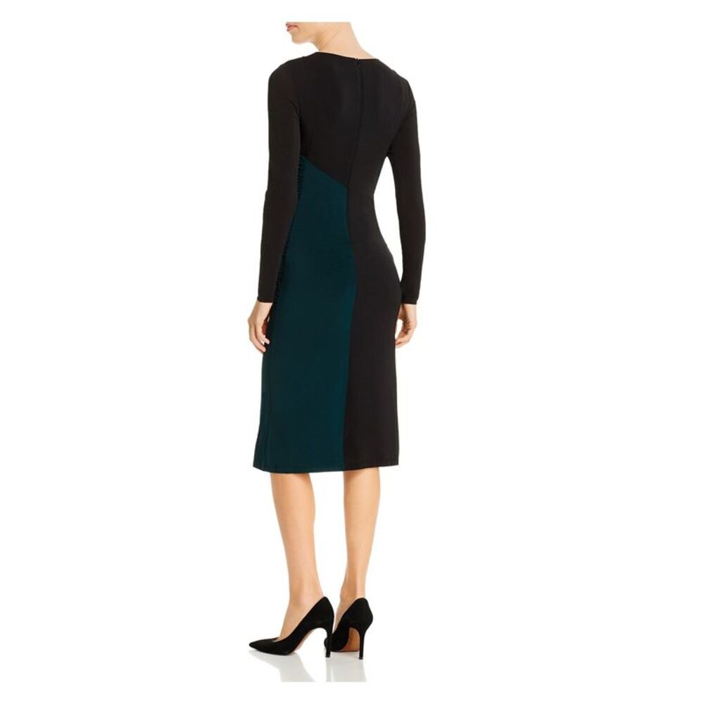 HUGO BOSS Womens Black Lined Crossover Long Sleeve Sheath Dress XS - Picture 2 of 2